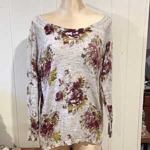 Torrid Floral Print Women's Top - Gray and Purple